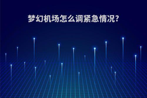 梦幻机场怎么调紧急情况?