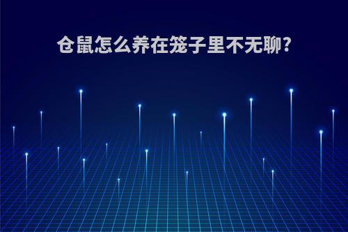 仓鼠怎么养在笼子里不无聊?