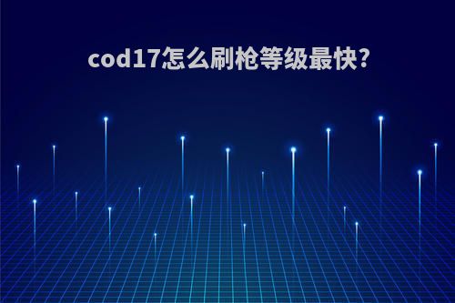cod17怎么刷枪等级最快?