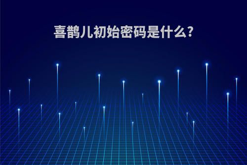 喜鹊儿初始密码是什么?