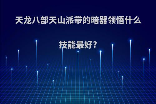 天龙八部天山派带的暗器领悟什么技能最好?