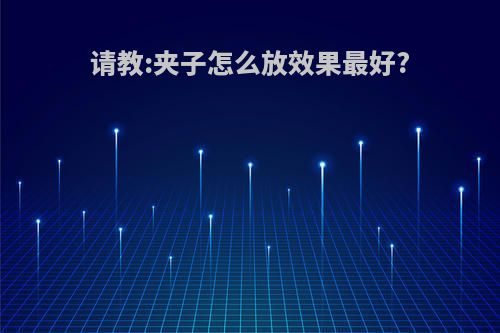 请教:夹子怎么放效果最好?