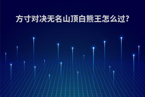方寸对决无名山顶白熊王怎么过?